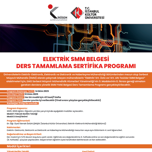 Elektrik SMM Belgesi Ders Tamamlama Sertifika Programı